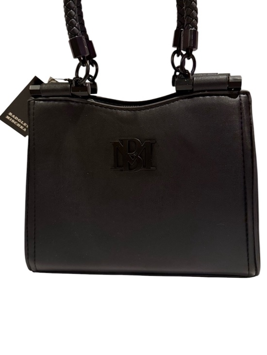 Badgley Mischka Handbags - Badgley Mischka Black Leather Braided-Handle Convertible Shoulder Bag